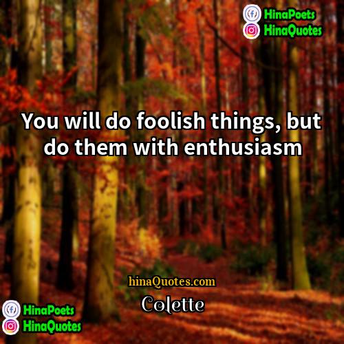 Colette Quotes | You will do foolish things, but do